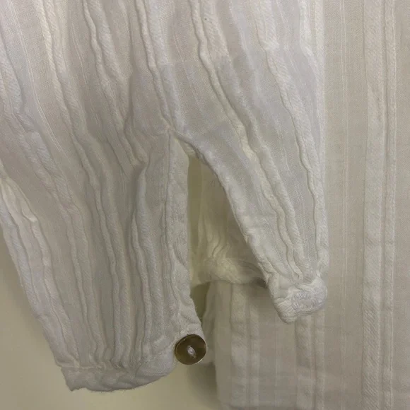 Cali by Cali Dreaming 100% Cotton Pleated Long Sleeve Kaya Shirt Pure White Med - Picture 7 of 11